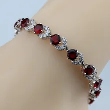 Best продажи белый кристалл красный гранат серебряную свадьбу Цвет ювелирные изделия регулируемая ссылка Чиан Браслет для Для женщин подарочная коробка B67
