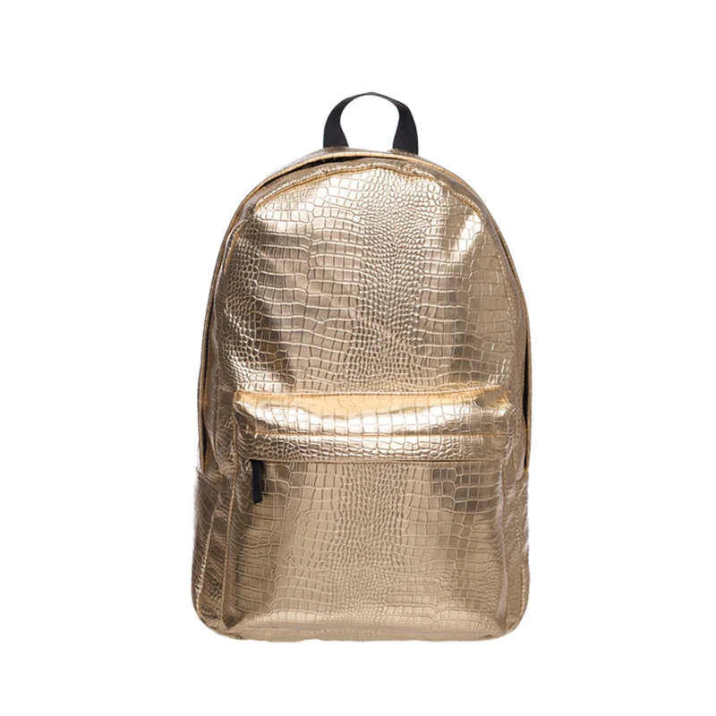 Gold Crocodile Women Backpack Laser Shoulder Bags For Women Girls Back bag shinny Large Organizer Backpack