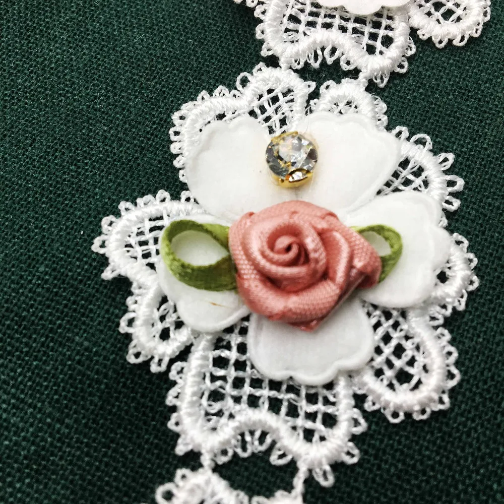 20X розы алмаз органзы кружева свадебные вышитые DIY ручной работы лоскутное кружево отделка ленты для швейных принадлежностей ремесло