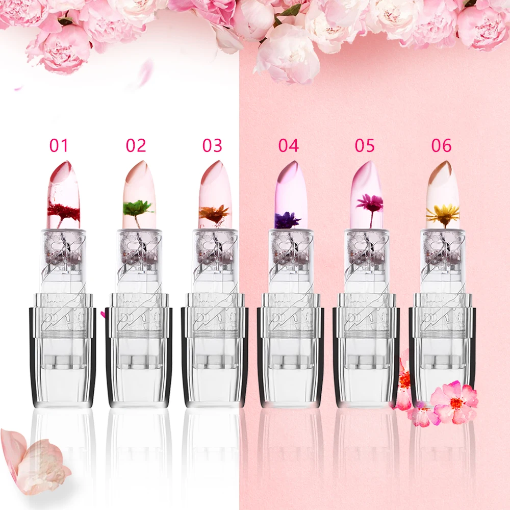 

1PC Moisturizer Long Lasting Transparent Color Changing Jelly Flower Lipstick Waterproof Magic Colors Cosmetics Makeup Lip Stick