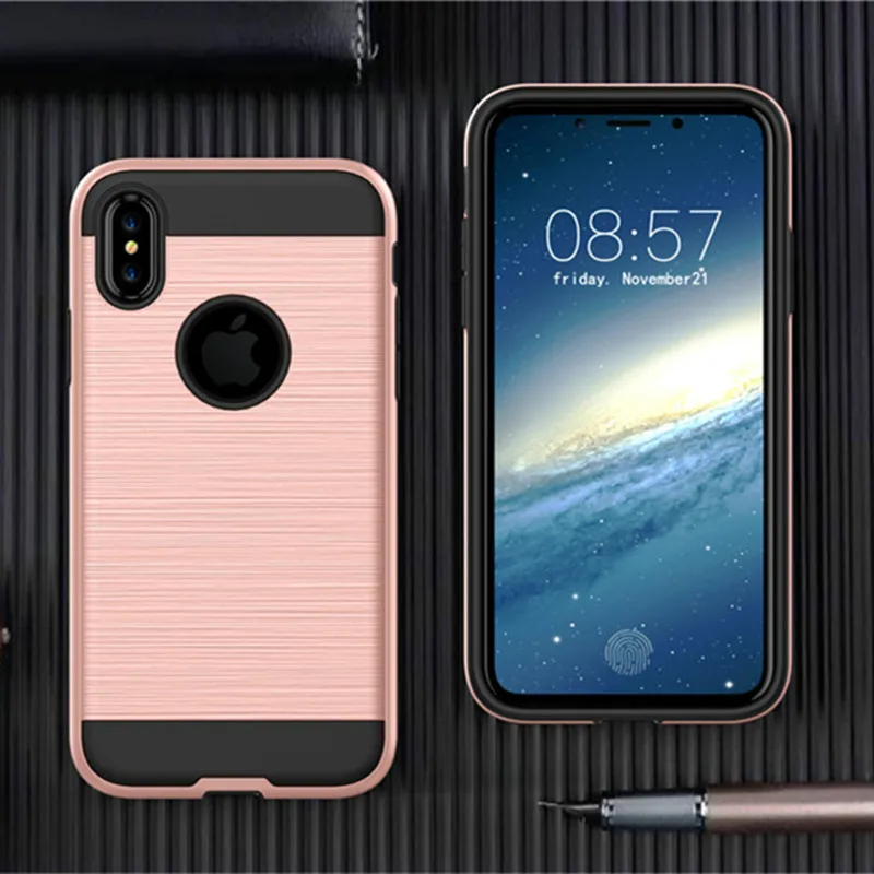 Для iPhone 8 7 6 S Plus X случае Роскошные Матовый Гибридный Броня PC + Мягкая силиконовая