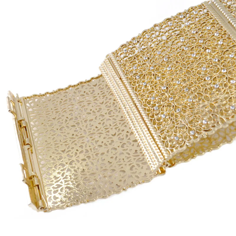 Большой золотой пояс абайя пояс в сияющем серебре Полный Кристалл кафтан пояс мусульманское платье исламские халаты ювелирный пояс