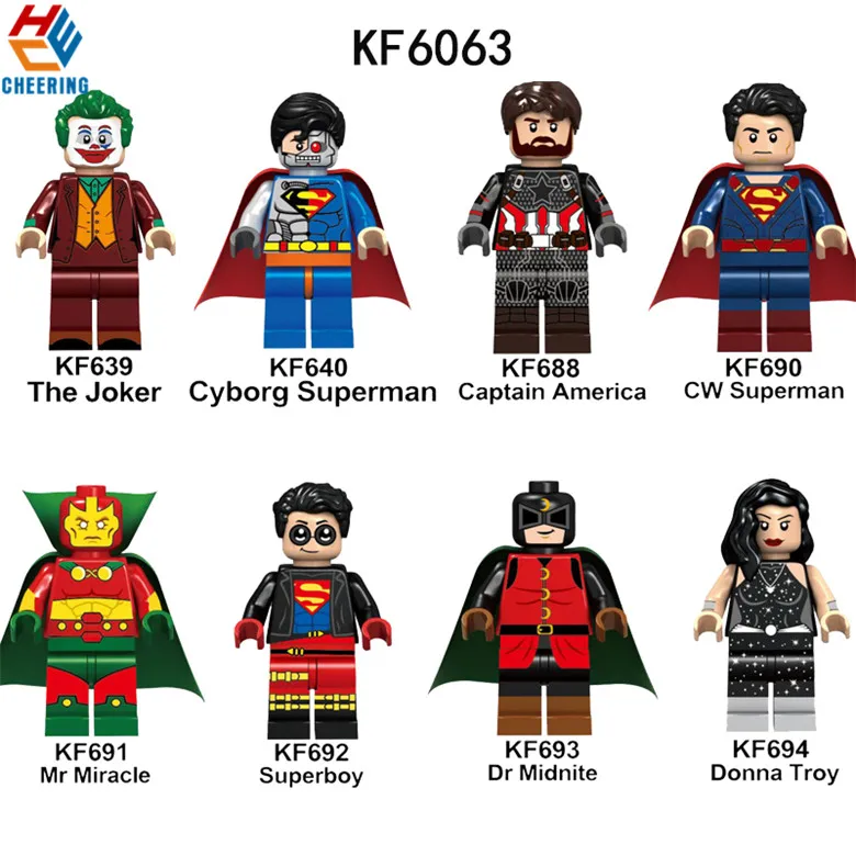 

20Pcs Wholesales Super Heroes Building Blocks The Joker Superman Captain Amercia Figures Bricks Action Toys For Children KF6063