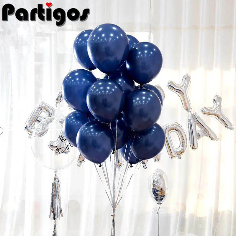 

6pcs/Set 10inch Noctiluca blue Latex balloon 18 inch Heart Matte dark blue balloons Birthday wedding party decoration supplies