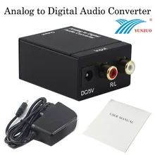 Analog to Digital Converter Sound Analog RCA L/R Audio input to Digital Optical Coax Coaxial Toslink Output Adapter LPCM @48KHz