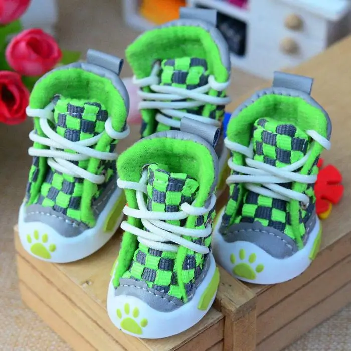 4 Pcs/Set Winter Pet Shoes Waterproof Anti-slip Warm Small Cat Dog Puppy Lace-up Rain Snow Boots Store