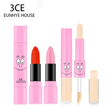 

3CE Eunhye House Brand Makeup Facial Liquid Concealer & Highlighter Stick 2 In 1+Waterproof Double Color Lipstick Makeup Set