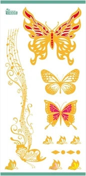 

2Pcs/Lot 8*16.5cm DIY Gold Tattoo Stickers Waterproof Temporary Glitter Metalic 3D Tattoo Party Halloween Women Body Art