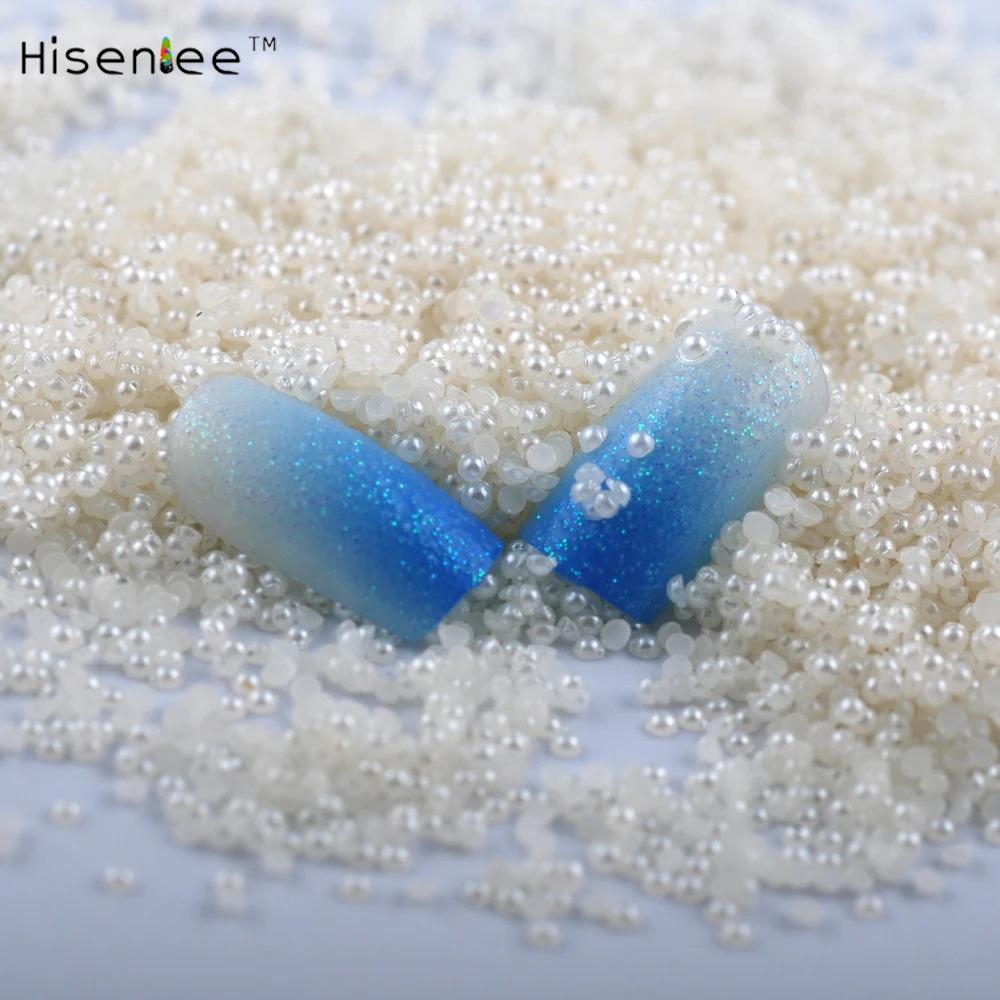 

10000pcs / package new white beige half pearl beads nail round pearl rhinestone 3D charm nail decoration accessories