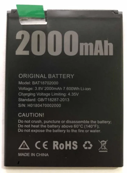 3.8V, 2000 mAh Bateria original para Doogee X50 