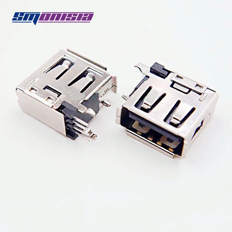 100pcs Crimping 13.7mm USB Side insert Jack 90degrees AF short 14.0mm