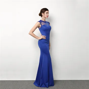 

Blue Mesh Beading O Neck Sleeveless Mermaid Sexy Slim Bodycon Nightclub Party Dress Luxury Elegant Dresses For Wedding 2019