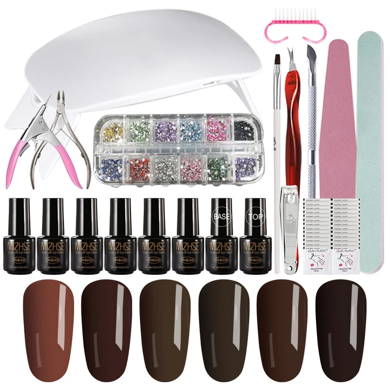 

MIZHSE Nail Polish Set Gel Varnish Hybrid Nail Art Kits 7ML Colors Semi Permanant UV Nail Prime Timer Dryer Tools For Manicure