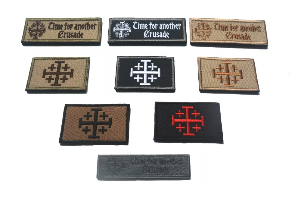 

1pcs templar knights jerusalem cross tactical flag Patches Military patches hook Tactical badges army for backpack
