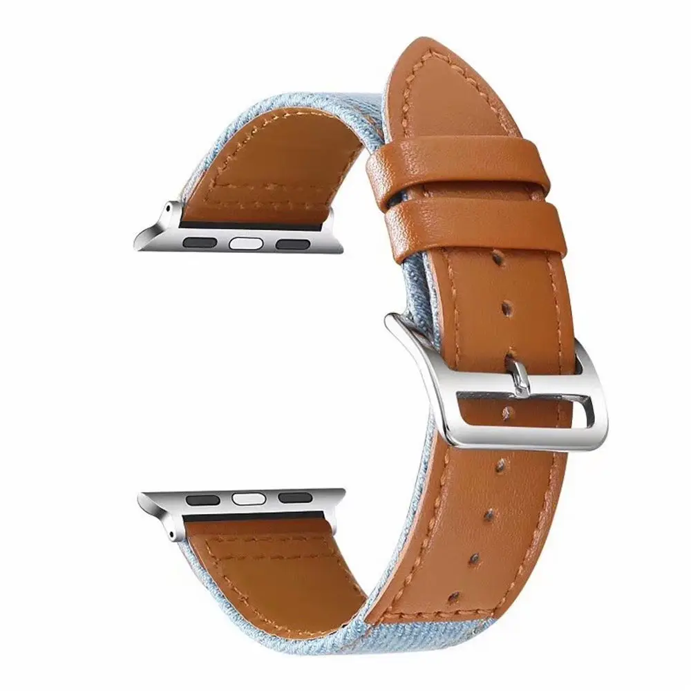 Ремешок из джинсовой ткани для Apple Watch SE Band 38 мм 40 42 44 кожаный браслет iWatch Series 6 5 4 3