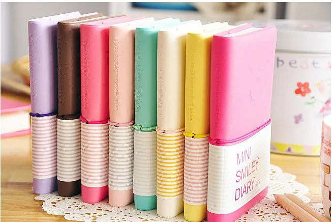 2pcs-per-lot-hot-sale-cute-Mini-Smiley-Diary-Notebook-kawaii-Memo-Book-leather-Note-Pads (1)