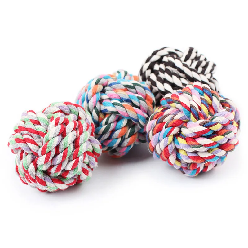 3 Size 1pc Colorful Cotton Braided Dog Toy Ball Bite Resistant Dog Chew Toys Diameter 5/7/9cm - Цвет: Random