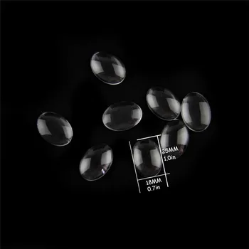 

300pcs 18x25mm Clear Oval Glass Cabochons Transparent Clear Domed Magnifying Glass Cabochon Inserts Tray Pendants Cover DIY