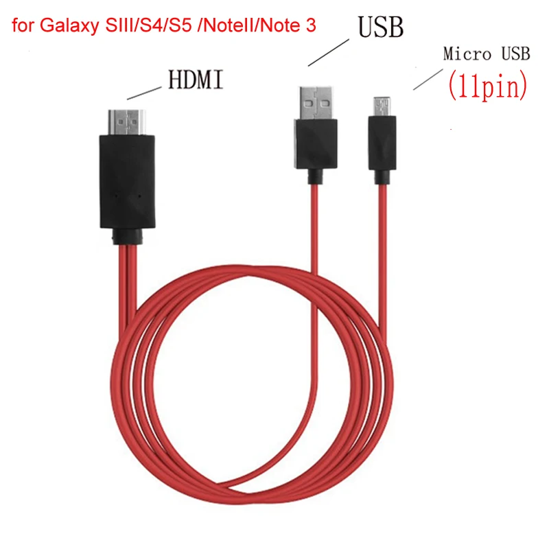 MHL кабель для iphone HDMI для samsung Galaxy к проектору/ТВ 2 м MHL к HDMI кабель 1080P HD ТВ кабель адаптер для iphone 7 7 plus - Цвет: Micro USB 11pin