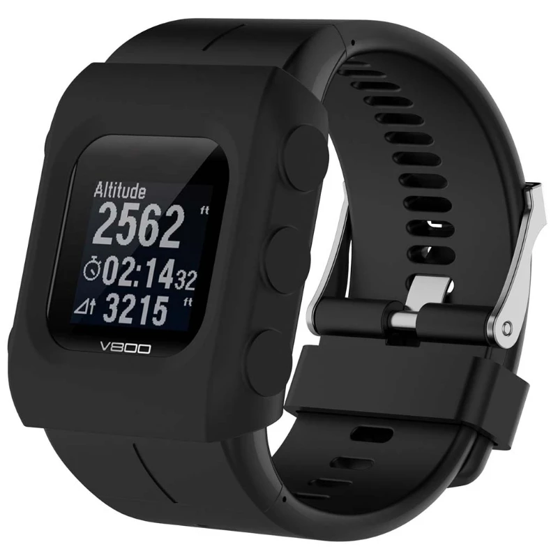 OOTDTY Цветной силиконовый защитный кожаный чехол для Polar V800 gps Sport Smart Watch - Цвет: Black