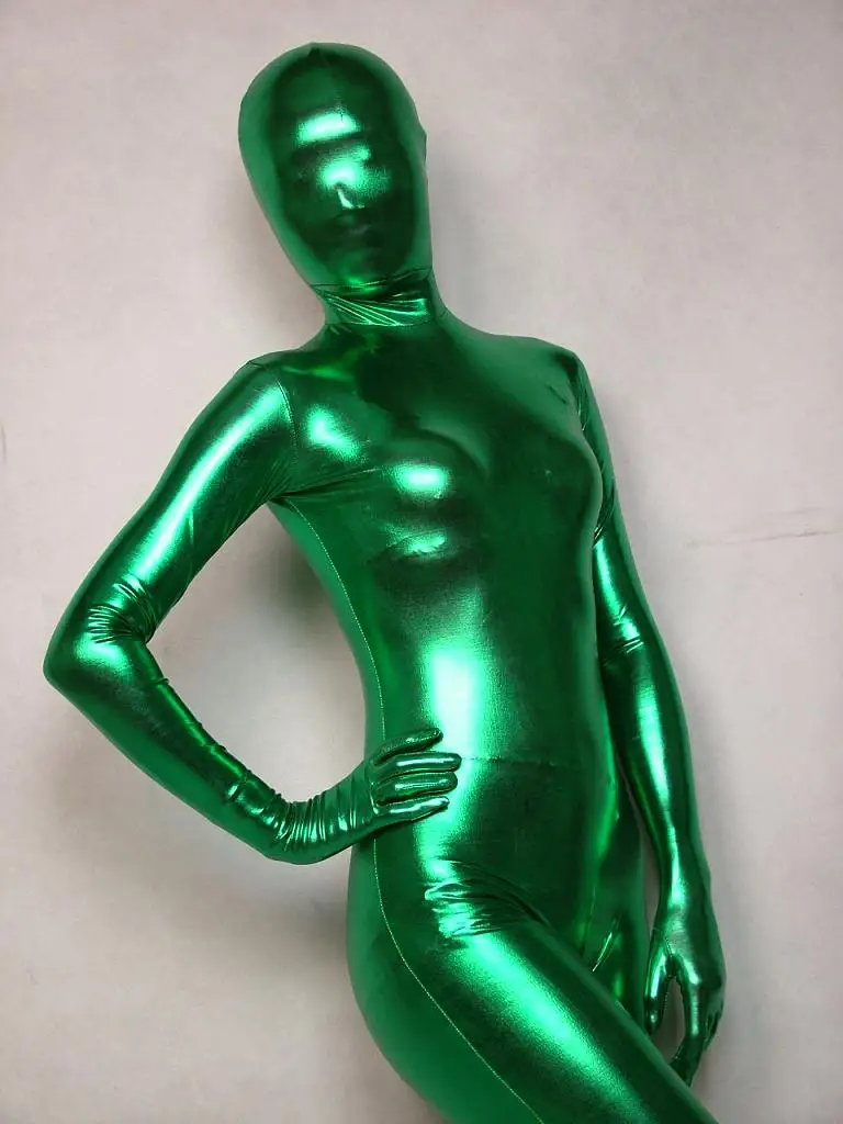 На заказ коричневый латекс/комбинезон из лайкры зентай костюм женский Облегающий комбинезон Cos колготки Косплей наряд костюм нарядное платье - Цвет: Green
