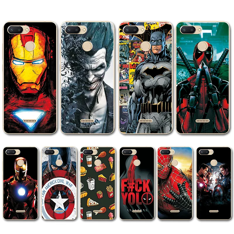

Captain America Back Cover For Xaomi Redmi 6 Case Redmi 6 Pro Novelty Superhero Silicone Phone Case Bumper For Xiomi Redmi 6a