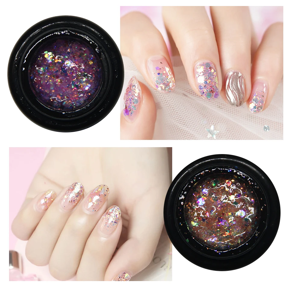Saroline Алмазный Гель лак для ногтей длительное впитывание УФ es Shining Starry Platinum эффект