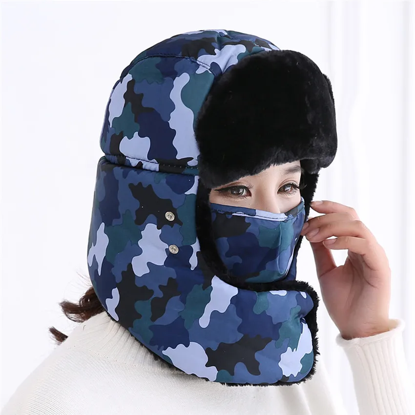 

Adult Winter Keep Warm Hat Bionic Thermal Camouflage Cap With Ear Protect Keep Warm For Ski Camping Hiking Hunting Outdoor Sport