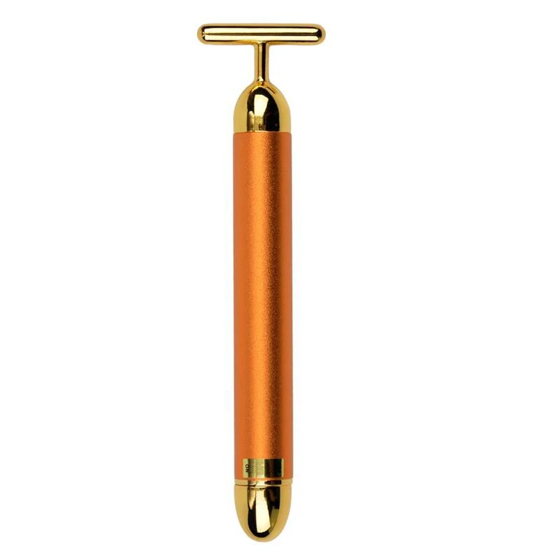 Красота Уход Вибрационный массажер для лица 24K beauty Bar Золотая Дерма энергия