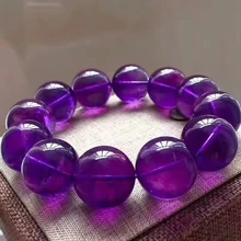 Натуральный Фиолетовый аметист Кварцевый Кристалл Круглый с большими бусинами стрейч браслет 20 мм AAAAA