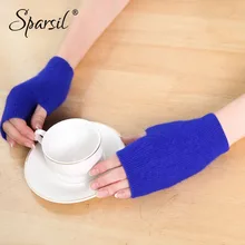 Sparsil женские зимние норковые кашемировые Вязаные Короткие рукавицы полупальчиковые мягкие теплые запястья женские 16 см Качественные однотонные вязаные рукавицы