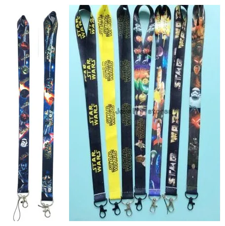 

100Pcs Popular Cartoon anime STAR WARS mix Straps Lanyard ID Badge Holders Neck Keychains For kids Party Gifts