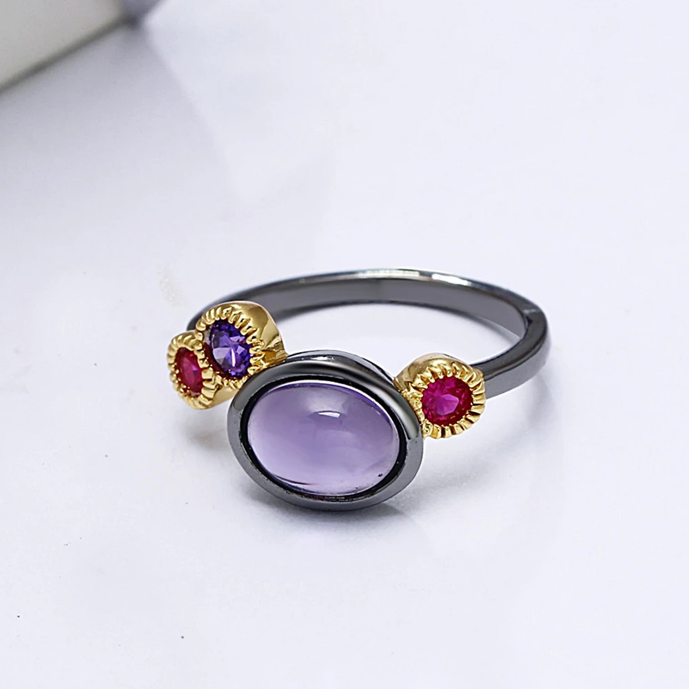 DreamCarnival 1989 Premium Ring for Women Sharp Colors Oval and Round Shape Zircon Bezel Gun Gold Color Lead Free Metal WA11527