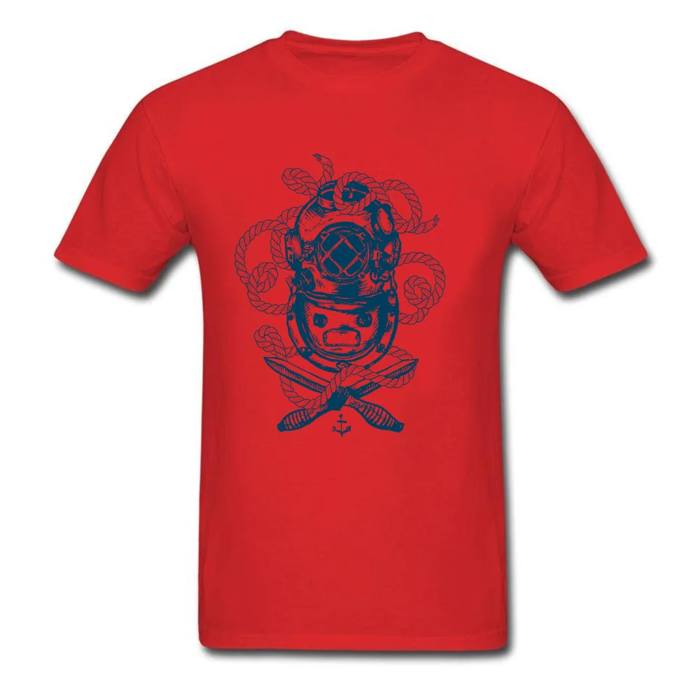 T Shirt Deep Sea Diver Tee-Shirts Summer Autumn Brand New Normal Short Sleeve Pure Cotton O-Neck Men's T Shirt Normal Deep Sea Diver red