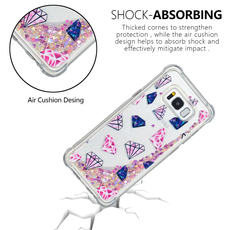 Liquid Case for Samsung Galaxy A6 A8 Plus 2018 S8 S9 Plus S6 S7 Edge Note8 Note9 S5 S6edge Glitter Love Silicone PC Full Cover (23)