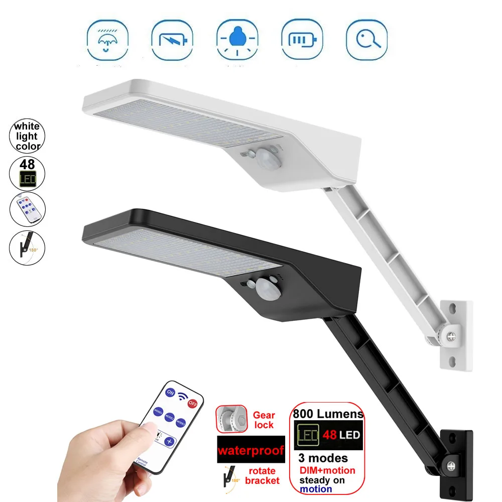 

48 led Solar Light Auto PIR Motion Sensor With Remote Control Street lights Waterproof Solar Power PIR Motion Sensor Wall light