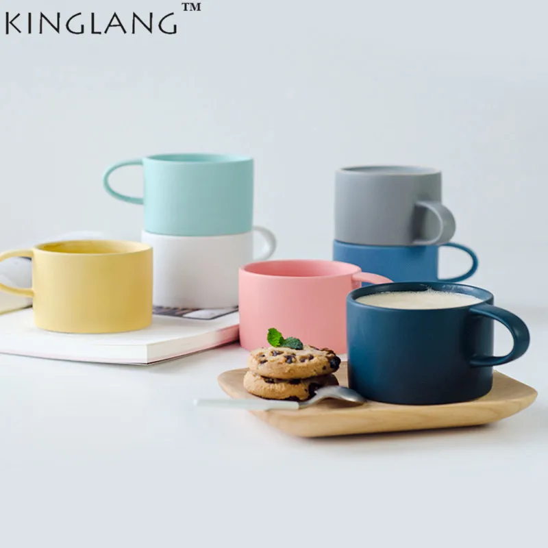 KINGLANG красивая кружка в скандинавском стиле с макарунами однотонная для