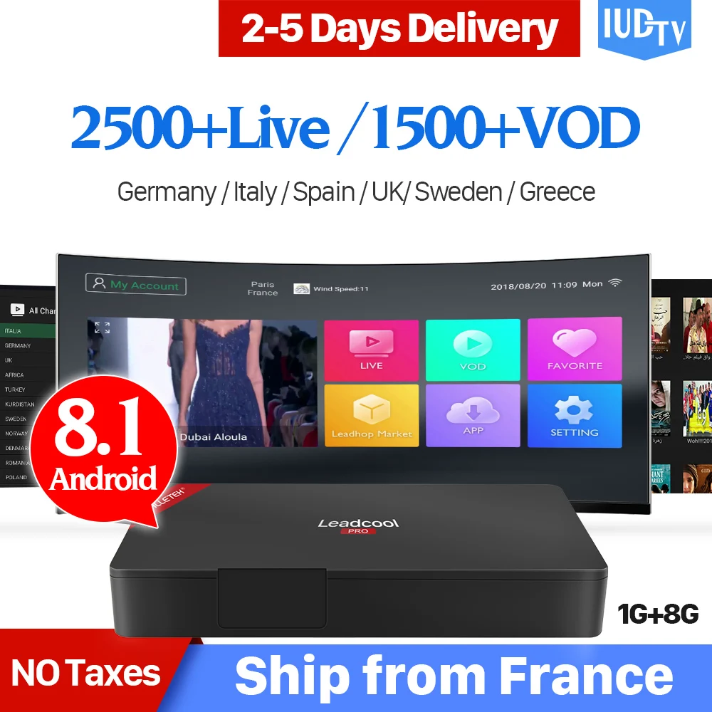 

Leadcool Pro IUDTV IPTV subscription Europe Box RK3229 1G 8G Android 8.1 with IPTV Italia Sweden Arabic Poland Spain IP TV