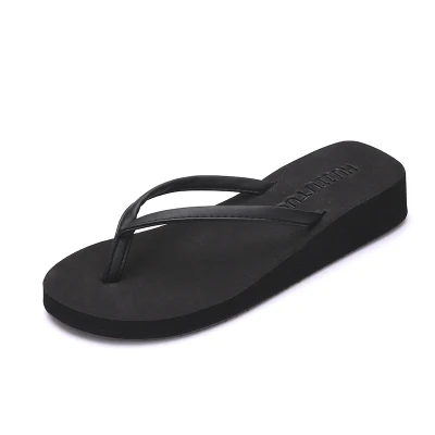 Летние женские сандалии для отдыха; повседневные шлепанцы в европейском и американском стиле - Цвет: black 2.5CM