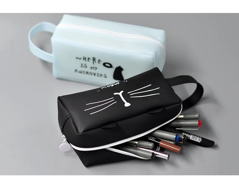 Kawaii Cat Чехол для карандашей, силиконовый пенал для школьниц, конфетный цвет, чехол для ручек, канцелярский органайзер, мешочек, Корея, сумка для ручек, подарочная коробка