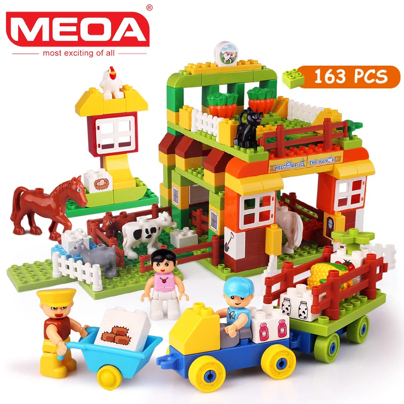 

MEOA 163pcs Large Building Blocks My Town Model Building Kits Educational Toys For Children Compatible With Duplo Brick DT1625