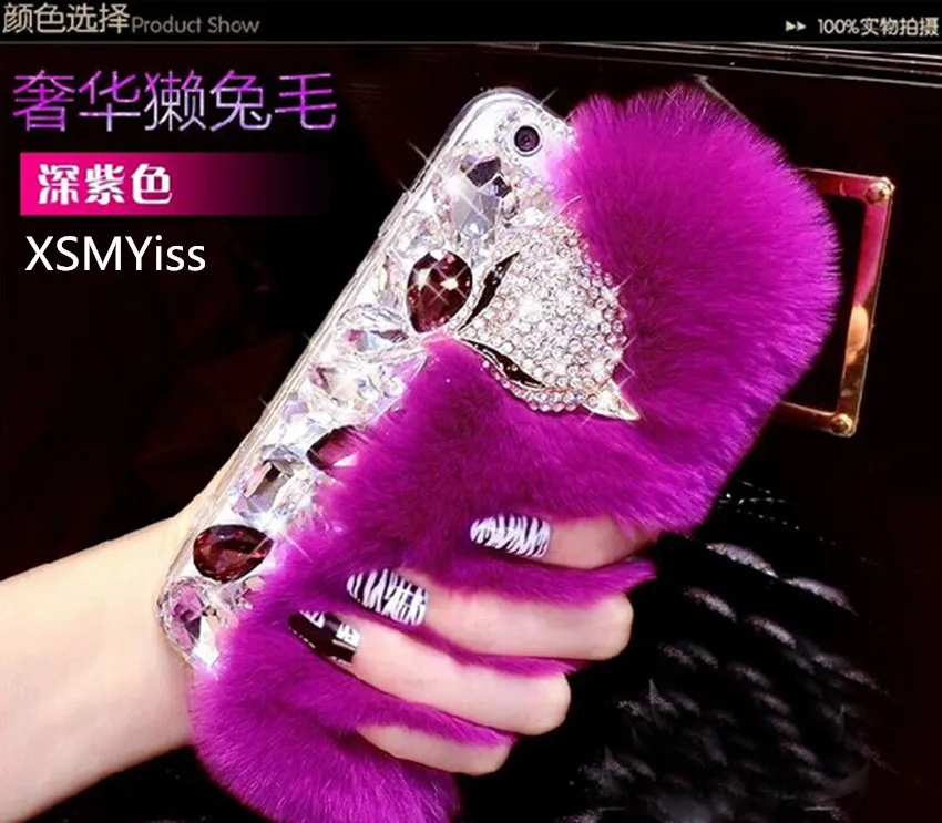 3D-New-Big-Diamond-Real-Rabbit-Fur-Soft-Cover-Case-For-Iphone-X-6-6s-6Plus (2)