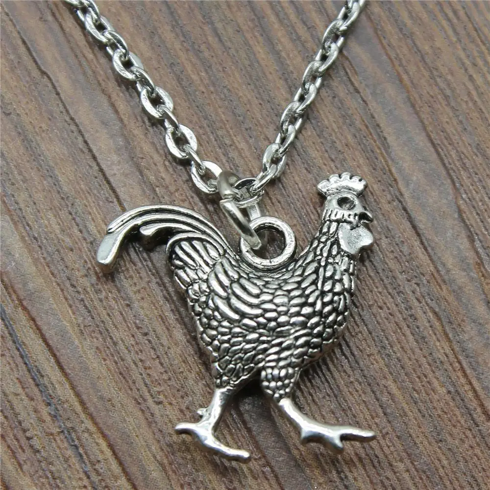 3 Pcs 24x22mm Double-Sided Cock Necklace Pendant For Women Jewelry Chain Fashion Antique Silver Color | Украшения и аксессуары