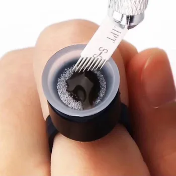 

Tattoo Ink Cups Ring Cap with Sponge 10Pcs Permanent Makeup Eyebrow Lip Liner Microblading Body Art Tattoo Accessories Supply