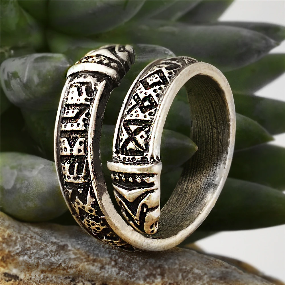 

Vintage Viking Dragons Ring Nordic Letter Charm Rune retro Ring Jewelry Dorp Shipping
