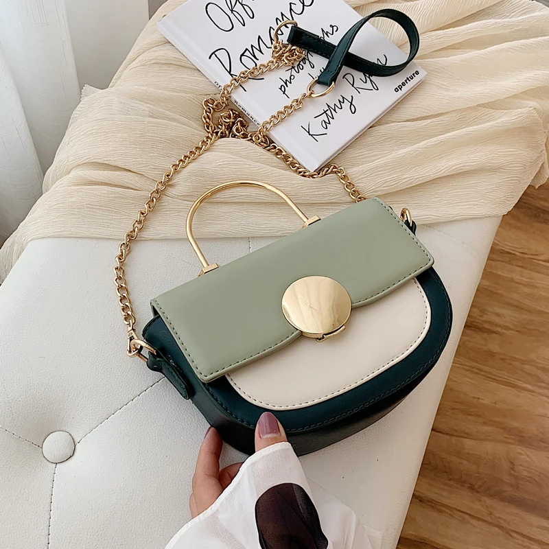 Koop Elegante Vrouwelijke Metalen Ring Tote bag 2019 Fashion Nieuwe Kwaliteit Leer vrouwen Designer Handtas Lock Keten Schoudertas Messenger Bag