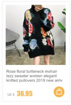 Роза цветочный водолазка мохер ленивый свитер элегантные женские трикотажные пуловеры 2018 года новые поступления 2 цвета S, M, L