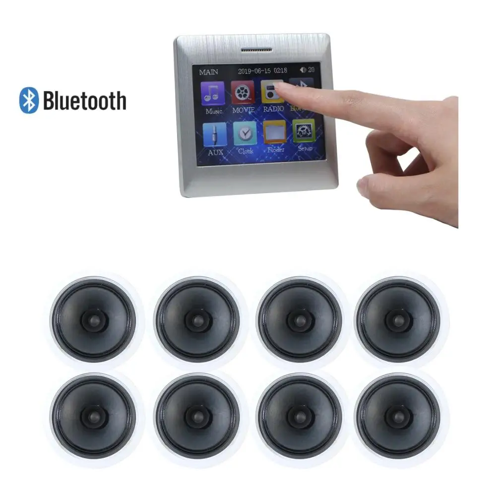 Настенный аудиоусилитель с сенсорным экраном и bluetooth беспроводным пультом