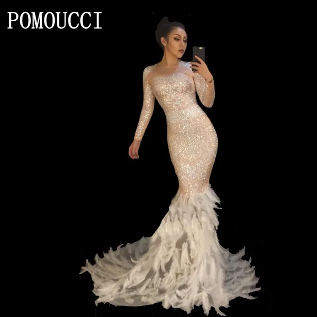 Big Feathered Prom Dresses