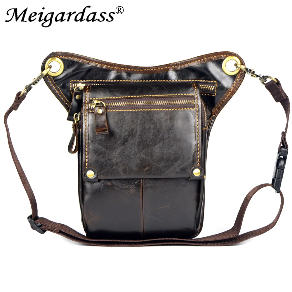 MEIGARDASS Genuine Leather Belt Waist Bags Travel Men Messenger
